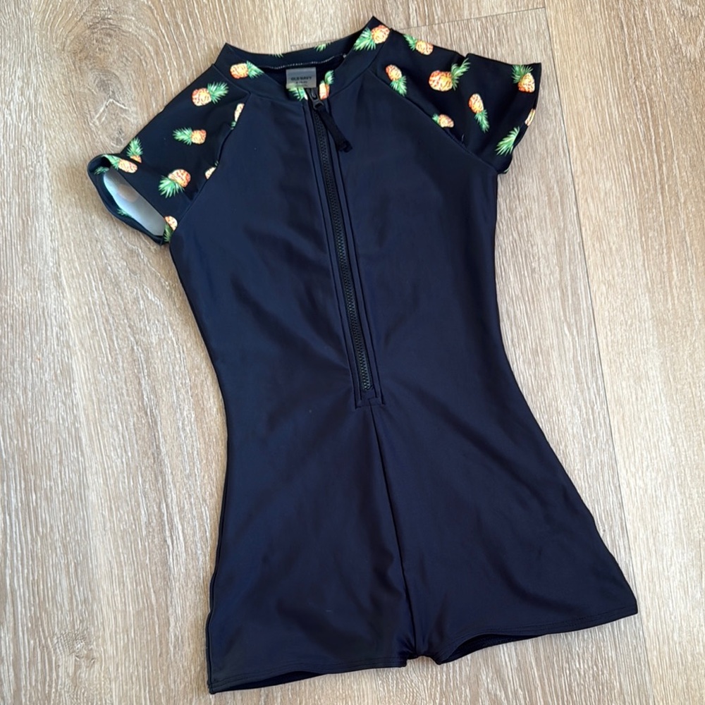 Black Pineapple Print Swim Suit